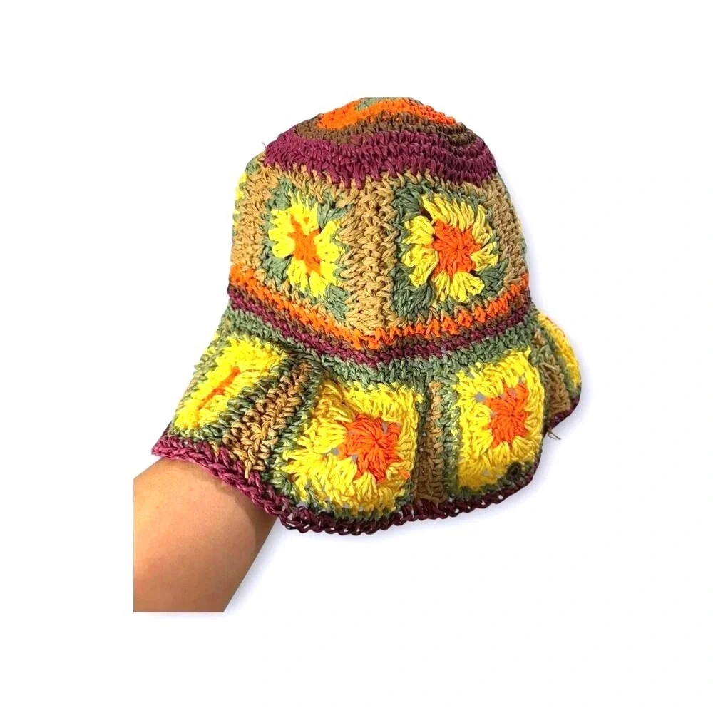 Peter Grimm Straw‎ Wide Brim Beach Floppy Hippie Sun Hat Pura Vida Sz S
